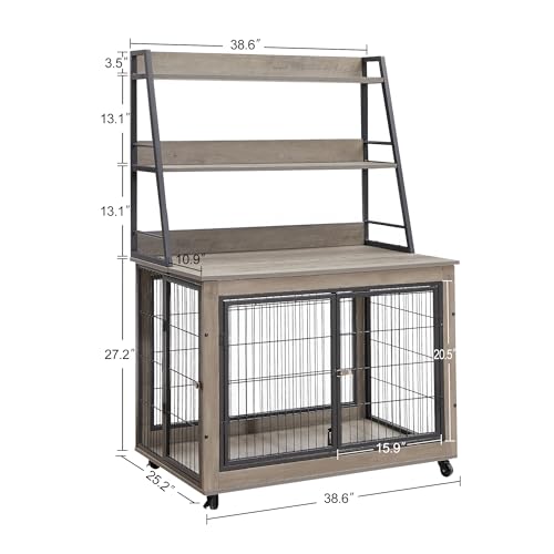 NicBex Animal Cage in 38.6"L x 25.2"W x 56.9"H, Grey