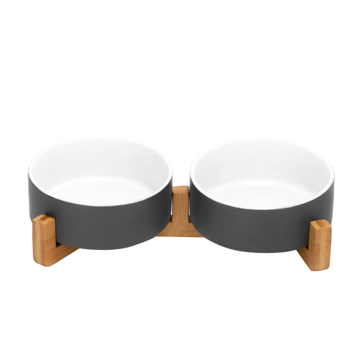 SPUNKYJUNKY Pet Feeder in 1.7 cups, White-Grey × 2