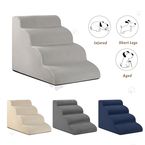 aodisman Animal Stair in Standard 4-Step 17.4"H, Light Grey