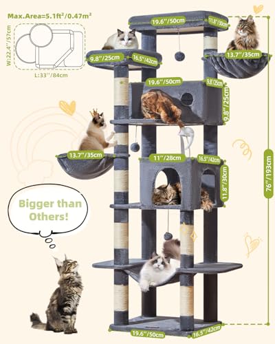 Taoqimiao Pet Activity Structure in 76 inch, Smoky Gray