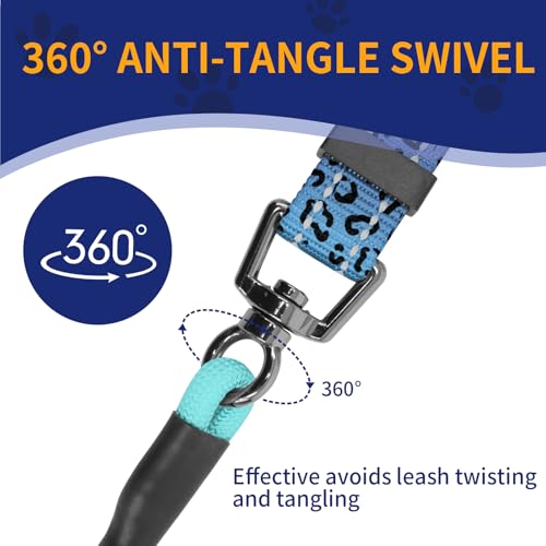 kazazoo Leash in Adjustable, 5.5ft to 8.5ft, Blue Leopard