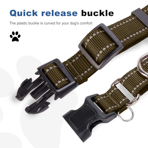 GDLKPS Animal Collar in XS:3/4" Wide for 11.5"-13.5" Neck, Army Green