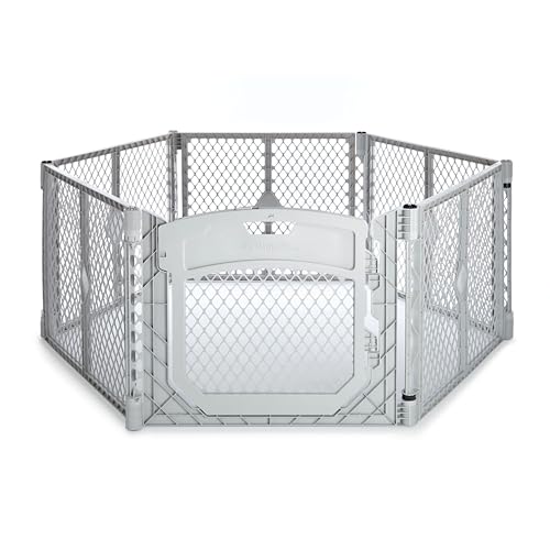 MYPET Pet Playpen in 6-Panel, Light Gray