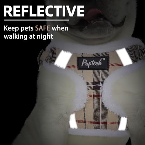 PUPTECK Animal Harness in XS (9-13lbs, Chest 14"-16"), #3 Beige(Plush Plaid)