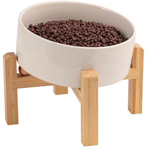 DJJJOOYS Pet Feeder in Slanted Medium & Large Dog Bowl, Beige