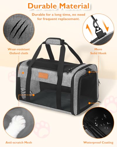 Petux Animal Carrier in 17.0"L x 11.0"W x 9.5"H, Grey