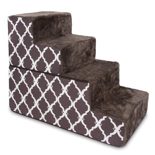 Best Pet Supplies Animal Stair in H: 22 Inches (Foldable), Brown Lattice Print