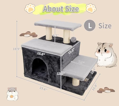 Hapineko Animal Stair in Medium, Grey