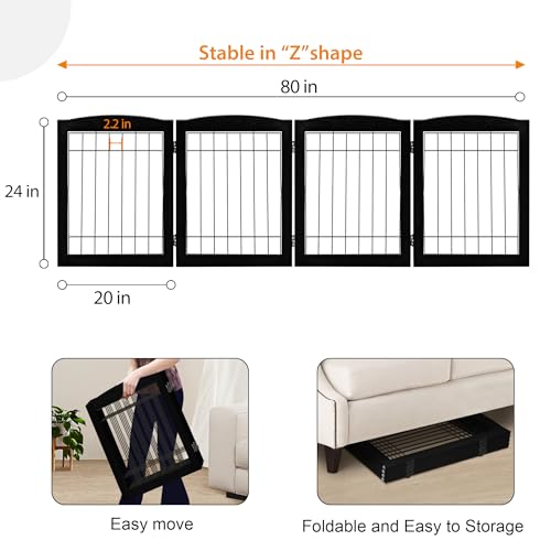 LZRS Temporary Gate in 24"Height-4 Panel, Black