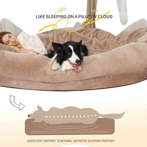Fvkind Pet Bed Mat in 70"L×33"W×12"Th, Khaki
