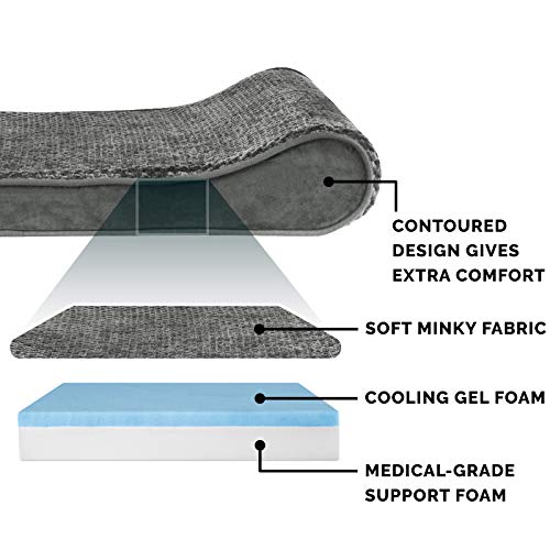 Furhaven Pet Bed Mat in Large, Minky Plush & Velvet (Gray)