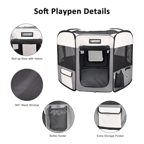 JESPET Pet Playpen in 45 x 45 x 24 inches, Light Grey