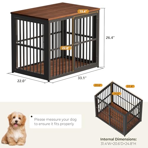 Lyromix Animal Cage in 33.1"L x 22.1"W x 26.0"H, Walnut