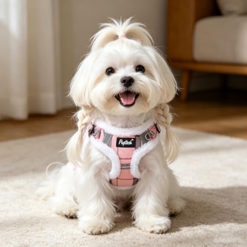 PUPTECK Animal Harness in M (17-25lbs, Chest 17"-21"), #3 Pink(Plush Plaid)