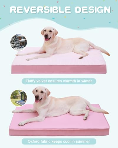 KSIIA Pet Bed Mat in 35.0"L x 22.0"W x 3.0"Th, Pink