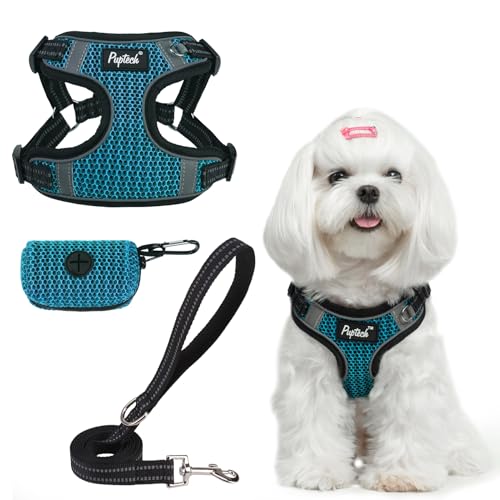 PUPTECK Animal Harness in S (13-17lbs, Chest 15"-18"), #1 Blue(Breathable Mesh)