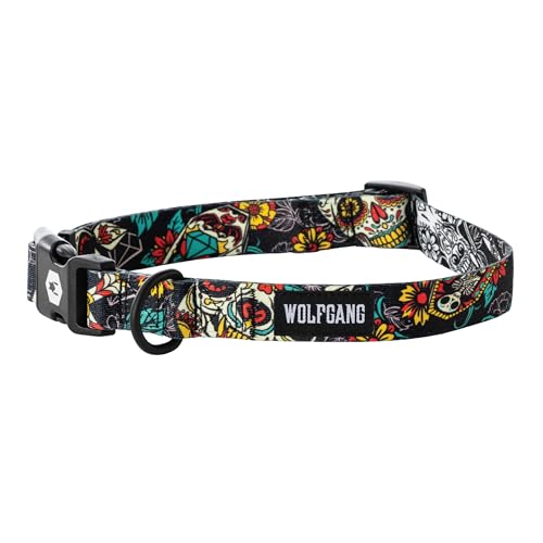 Wolfgang Man & Beast Animal Collar in Small (5/8 Inch x 8-12 Inch), LosMuertos Print