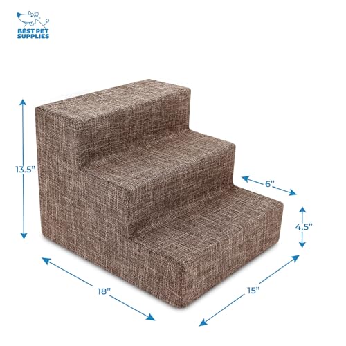 Best Pet Supplies Animal Stair in H: 13.5 Inches, Brown Linen