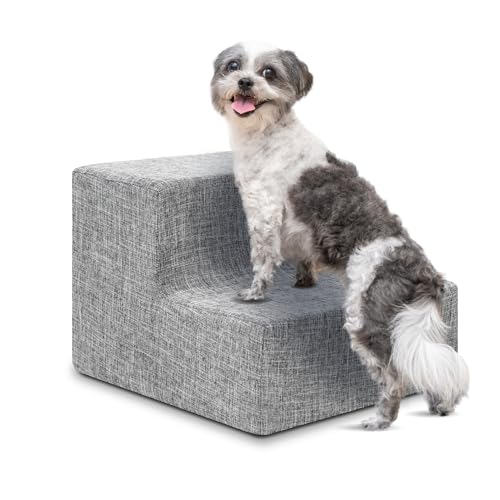 Best Pet Supplies Animal Stair in H: 12 Inches, Ash Gray Linen