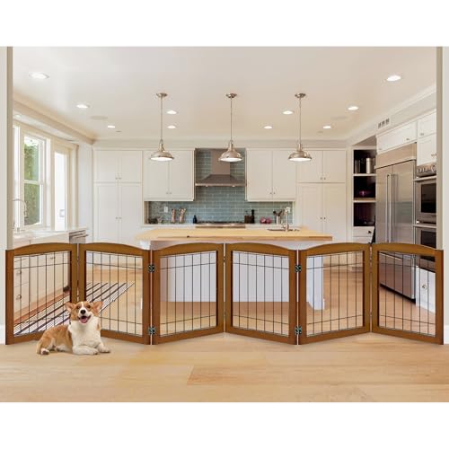 LZRS Temporary Gate in 24"Height-6 Panel, Oak Cherry