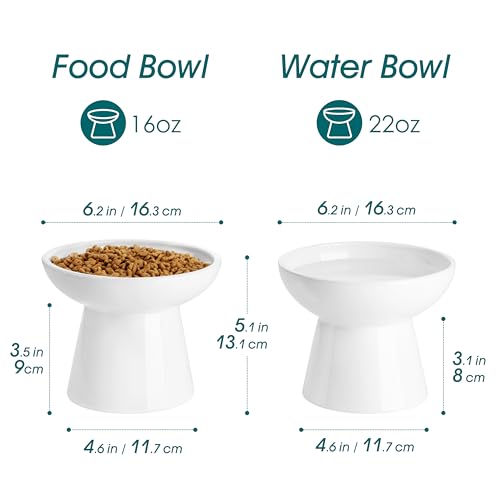 vancasso Pet Feeder in 2 Pack-Food & Water Bowls, White