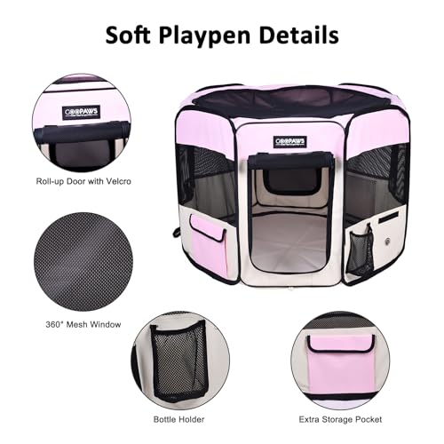 JESPET Pet Playpen in 36x36x24 Inch (Pack of 1), Pink