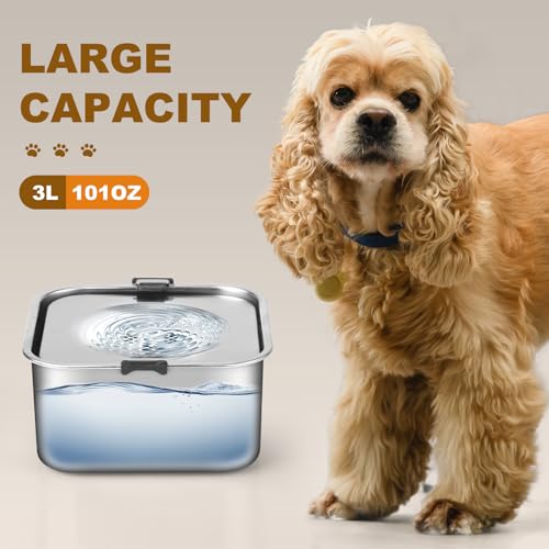 LQPBDFDC Animal Water Dispenser in Square, Dog Water Bowl