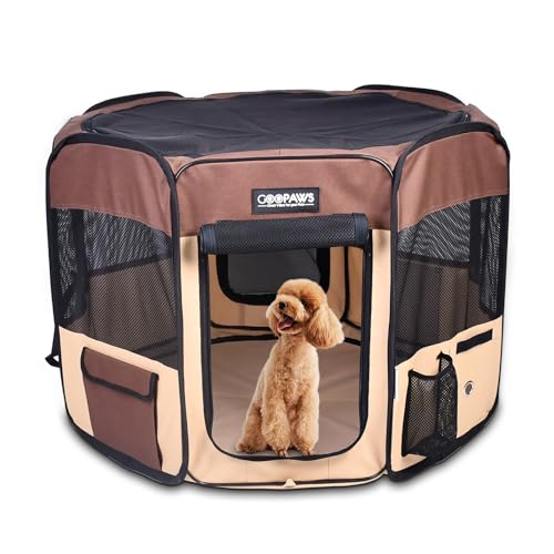 JESPET Pet Playpen in 36x36x24 Inch (Pack of 1), Brown