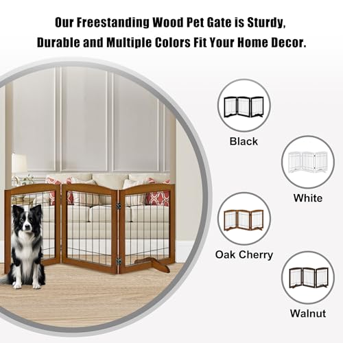 LZRS Temporary Gate in 30"Height-3 Panel, Oak Cherry