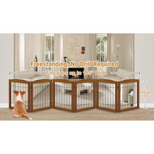 LZRS Temporary Gate in 24"Height-6 Panel, Oak Cherry