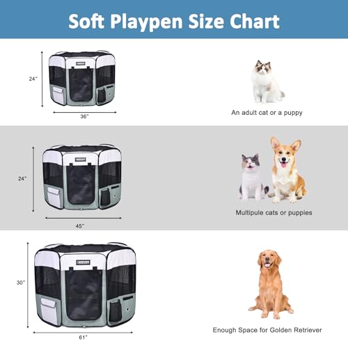 JESPET Pet Playpen in 36x36x24 Inch (Pack of 1), Shale Green