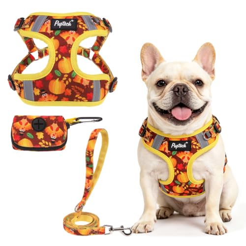 PUPTECK Animal Harness in M (17-25lbs, Chest 17"-21"), #2 Brown(Turkey Print)