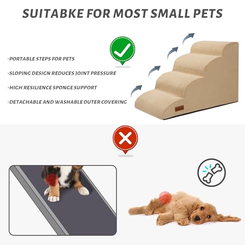 aodisman Animal Stair in Standard 4-Step 17.4"H, Khaki