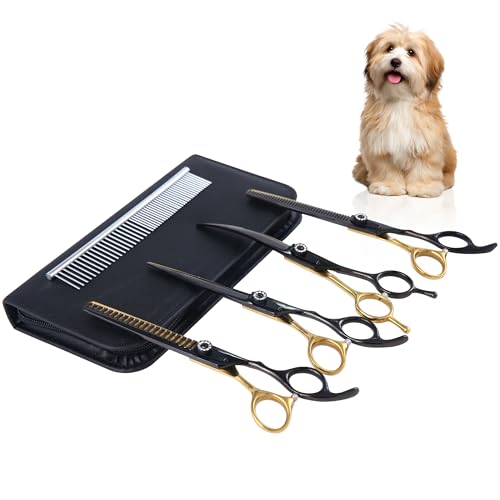 hyzrqwyw Scissors in 4 pieces - Professional Kit, Black Gold