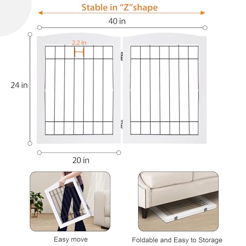 LZRS Temporary Gate in 24"Height-2 Panel, White
