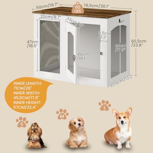 CHOEZON Animal Cage in 30.1"L x 19.7"W x 23.8"H, White and Walnut