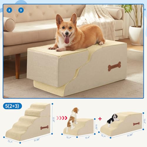 Nordjager Animal Stair in 31.8"D x 15.7"W x 22.8"H, Beige