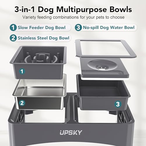 UPSKY Pet Feeder in D-3 in 1 (Grey)