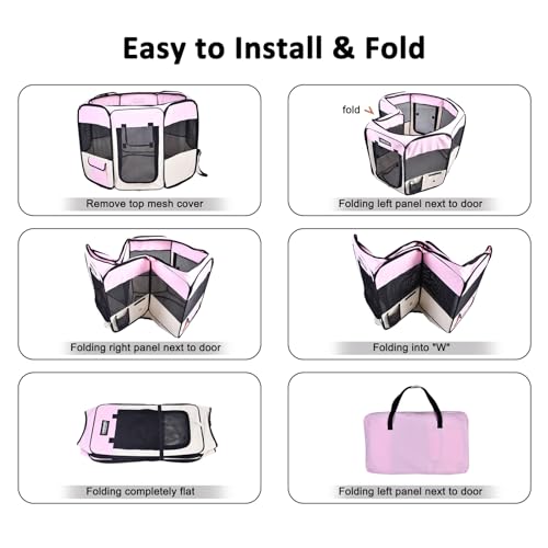 JESPET Pet Playpen in 36x36x24 Inch (Pack of 1), Pink