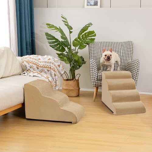 aodisman Animal Stair in Standard 3-Step 15.7"H, Khaki