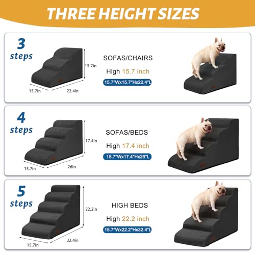 aodisman Animal Stair in Standard 3-Step 15.7"H, Black