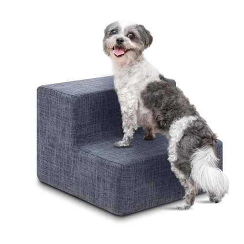 Best Pet Supplies Animal Stair in H: 12 Inches, Dark Gray Linen
