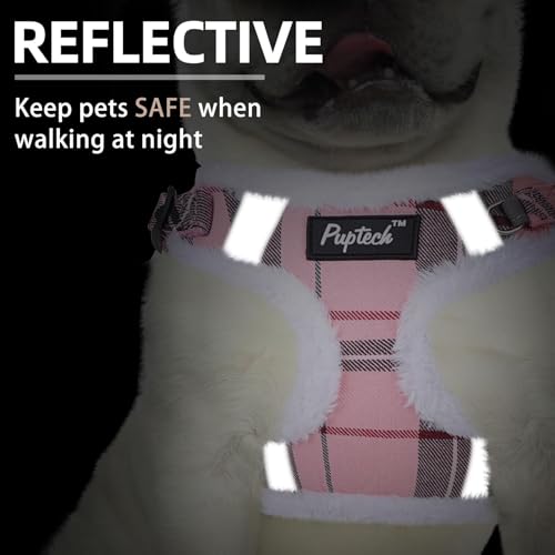 PUPTECK Animal Harness in M (17-25lbs, Chest 17"-21"), #3 Pink(Plush Plaid)