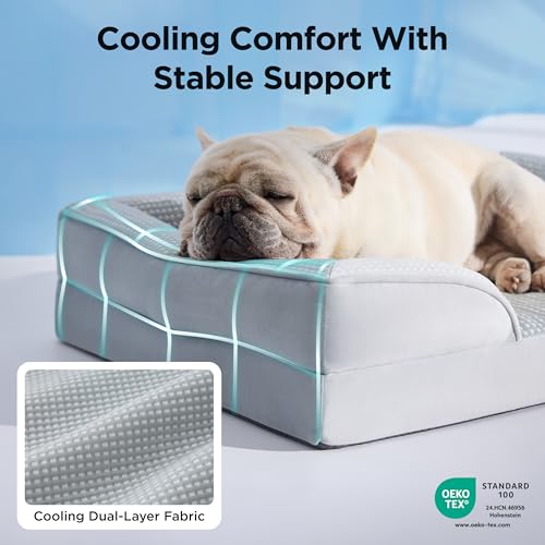 Bedsure Pet Bed Mat in 28"l X 23"w X 6.5"th, Cooling Grey