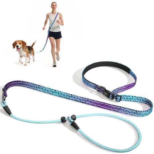 kazazoo Leash in Adjustable, 5.5ft to 8.5ft, Blue Leopard