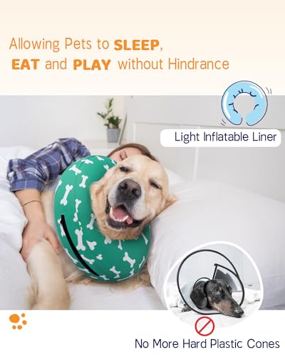 Supet Animal Recovery Collar Cone in S(Neck 7"-9.5"), T Bone Green
