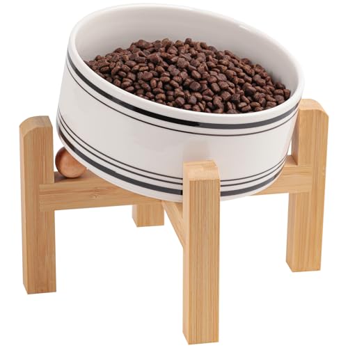DJJJOOYS Pet Feeder in Slanted Small Dog Bowl, Black Striation