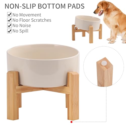DJJJOOYS Pet Feeder in Slanted Small Dog Bowl, Beige