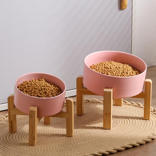 DJJJOOYS Pet Feeder in Slanted Medium & Large Dog Bowl, Pink