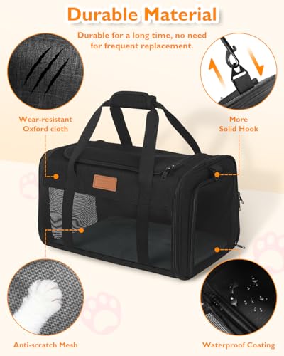 Petux Animal Carrier in 17.0"L x 11.0"W x 9.5"H, Black